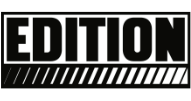 The image displays the word "EDITION" in bold black capital letters inside a rectangular border with diagonal stripes below the text. - on localmedic