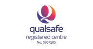 The Qualsafe logo with “registered centre” and registration number 0907265 on a light background. - on localmedic