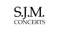 Black text logo reads "S.J.M. CONCERTS" on a light grey background. - on localmedic