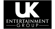 UK Entertainment Group logo featuring large white "UK" letters above the words "ENTERTAINMENT GROUP" in white on a black rectangular background. - on localmedic